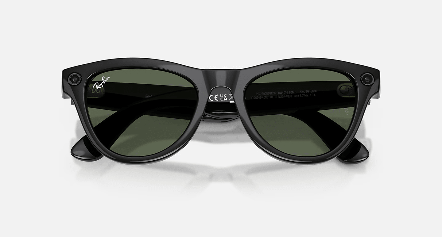 Смарт-очки Ray-Ban | Meta Skyler [Gen 2] Standard Shiny Black Frame / G-15 Green Lenses (RW4014 601/71 52-20)