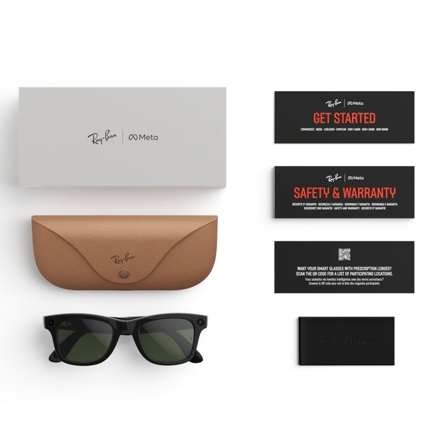 Смарт-очки Ray-Ban | Meta Wayfarer [Gen 2] Large Shiny Black Frame / Clear to Graphite Green Transitions Lenses (RW4012 601/1M 53-22)