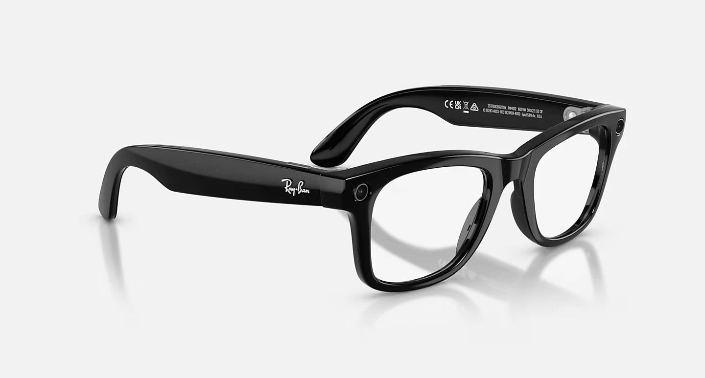 Смарт-очки Ray-Ban | Meta Wayfarer [Gen 2] Large Shiny Black Frame / Clear to Graphite Green Transitions Lenses (RW4012 601/1M 53-22)