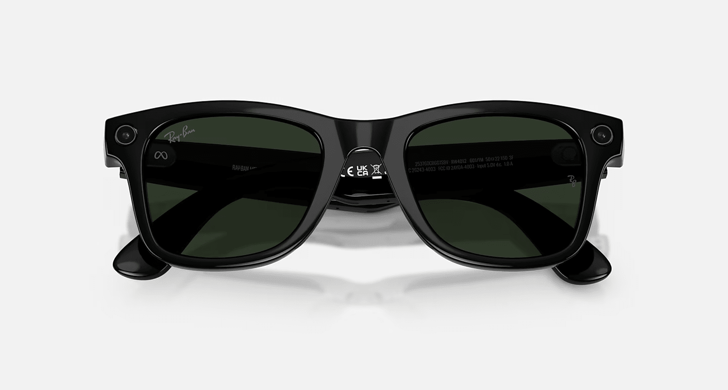 Смарт-очки Ray-Ban | Meta Wayfarer [Gen 2] Large Shiny Black Frame / Clear to Graphite Green Transitions Lenses (RW4012 601/1M 53-22)