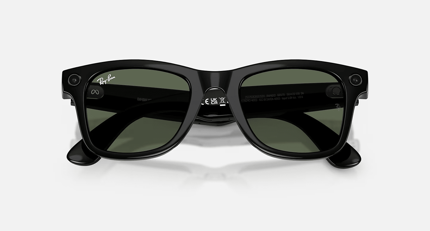 Смарт-окуляри Ray-Ban | Meta Wayfarer [Gen 2] Large Shiny Black Frame / G-15 Green Lenses (RW4012 601/71 53-22)