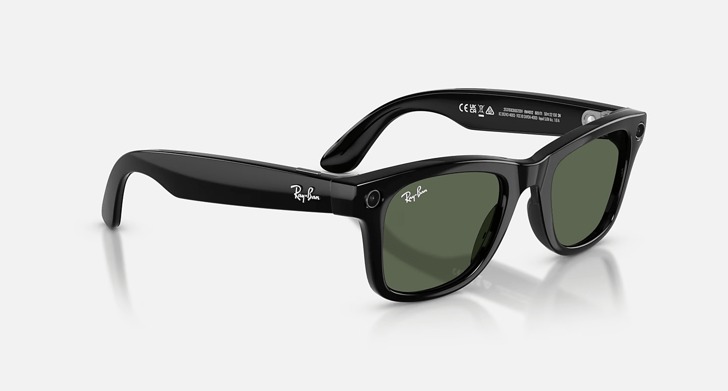 Смарт-окуляри Ray-Ban | Meta Wayfarer [Gen 2] Large Shiny Black Frame / G-15 Green Lenses (RW4012 601/71 53-22)