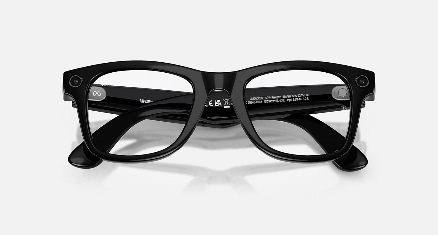 Смарт-окуляри Ray-Ban | Meta Wayfarer [Gen 2] Large Shiny Black Frame / Clear to Graphite Green Transitions Lenses (RW4012 601/1M 53-22)