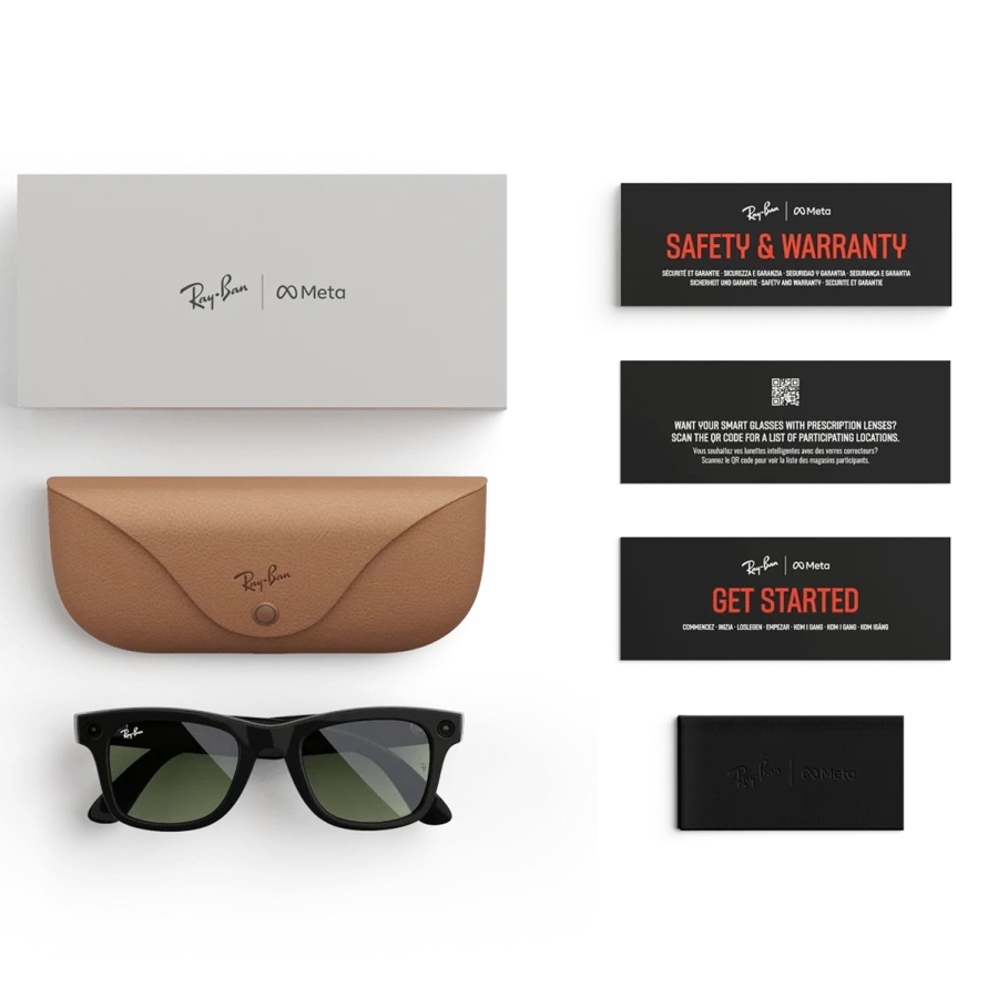 Смарт-очки Ray-Ban | Meta Wayfarer [Gen 2] Standard Shiny Black Frame / G-15 Green Lenses (RW4012 601/71 50-22)