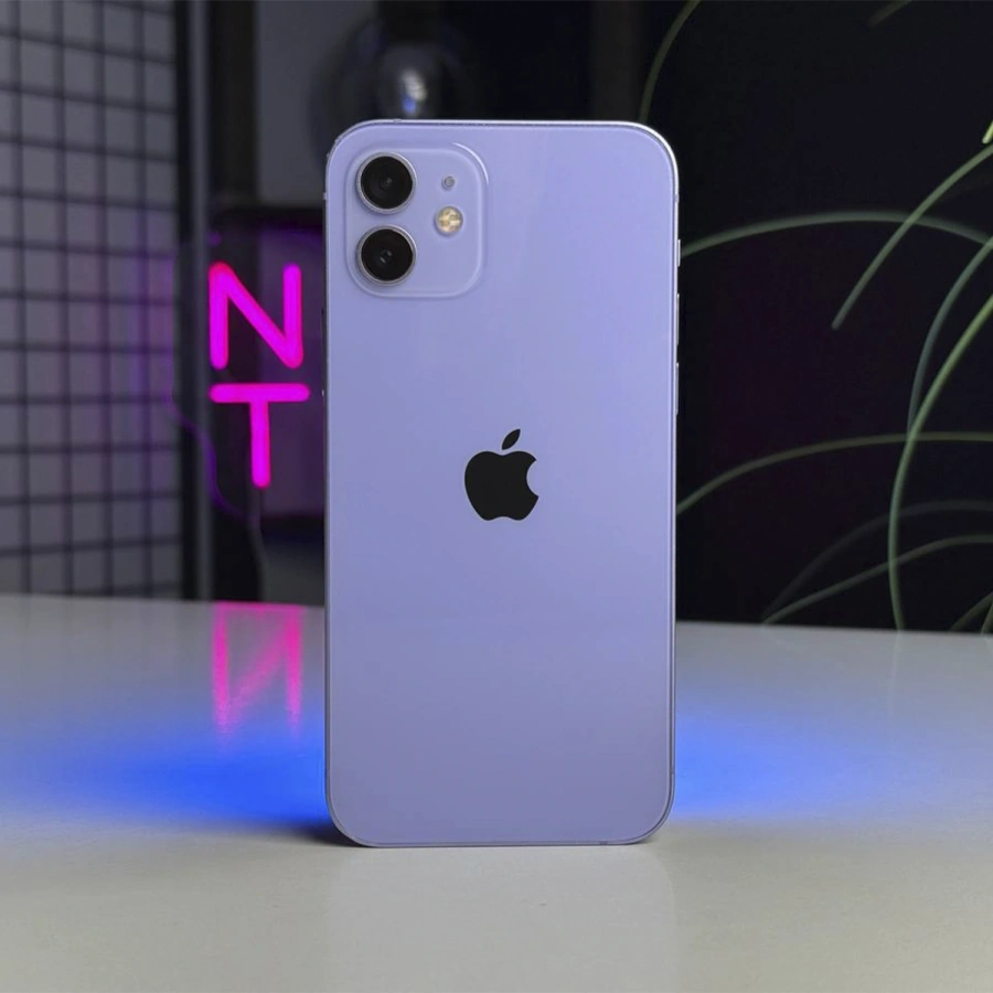 Б/У Apple iPhone 12 64GB Purple (MJNM3) | Состояние: удовлетворительное (сколы на рамке) | Аккумулятор: 96% | Гарантия: 1 месяц | Комплект: кабель