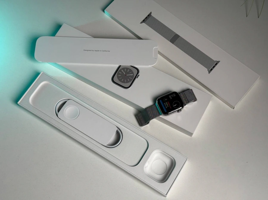 Б/У Apple Watch Series 8 GPS + Cellular 41mm Silver Stainless Steel Case with Milanese Loop Silver (MNJ73, MNJ83) - Состояние: хорошее | Аккумулятор: 100% | Комплектация: полный | Гарантия: 3 мес.