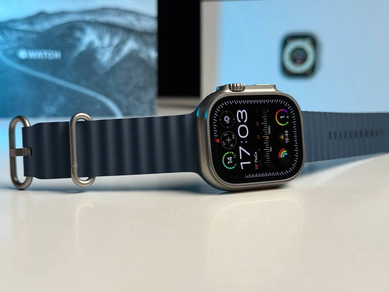ВЖИВАНИЙ Apple Watch Ultra GPS + Cellular 49mm Titanium Case with Ocean Band (MQF53, MQFX3) - Стан: гарний | Акумулятор: 88% | Комплектація: повний | Гарантія: 1 міс.