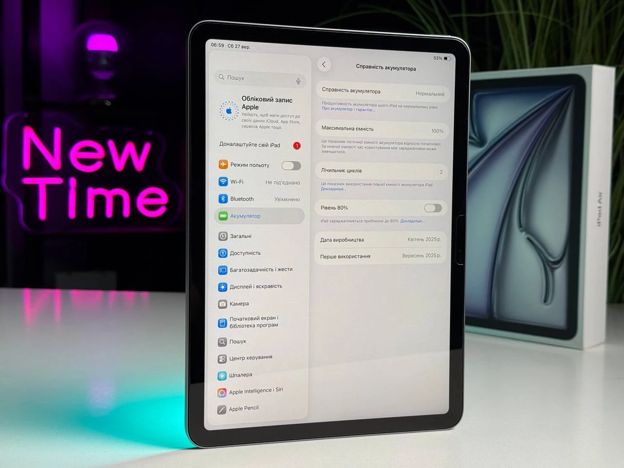 OPEN BOX Планшет Apple iPad Air 11'' M3 2025 Wi-Fi 256GB Space Gray (MCA14) - Стан: ідеальний | Акумулятор: 100% | Комплектація: повний | Гарантія: 3 міс.