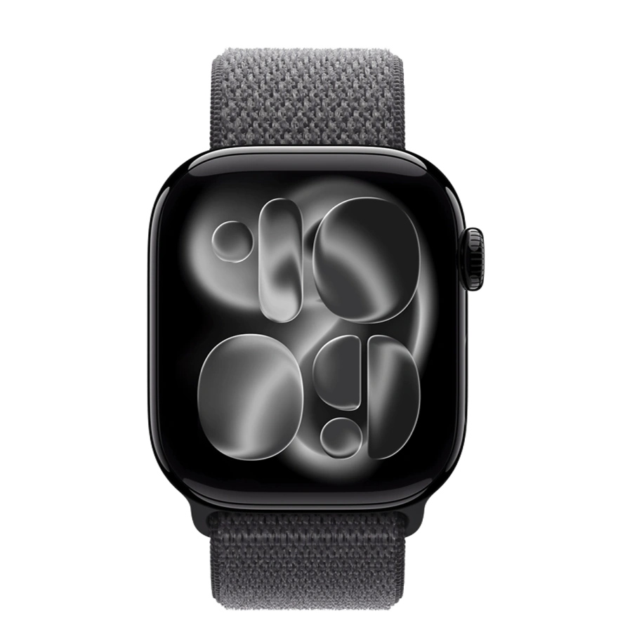 Apple Watch Series 11 GPS 42mm Jet Black Aluminium Case with Dark Gray Sport Loop (MEW04+MFFG4)