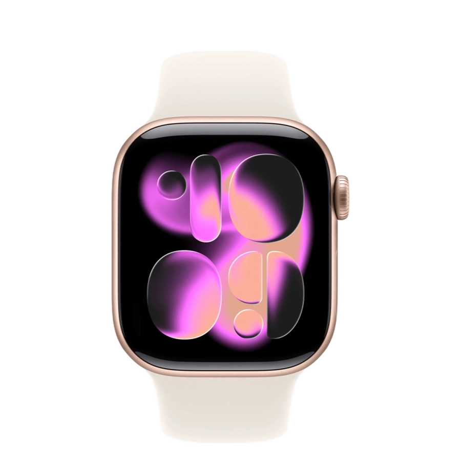 Apple Watch Series 11 GPS 42mm Rose Gold Aluminium Case with Starlight Sport Band - S/M (MEW24+MXLL3)