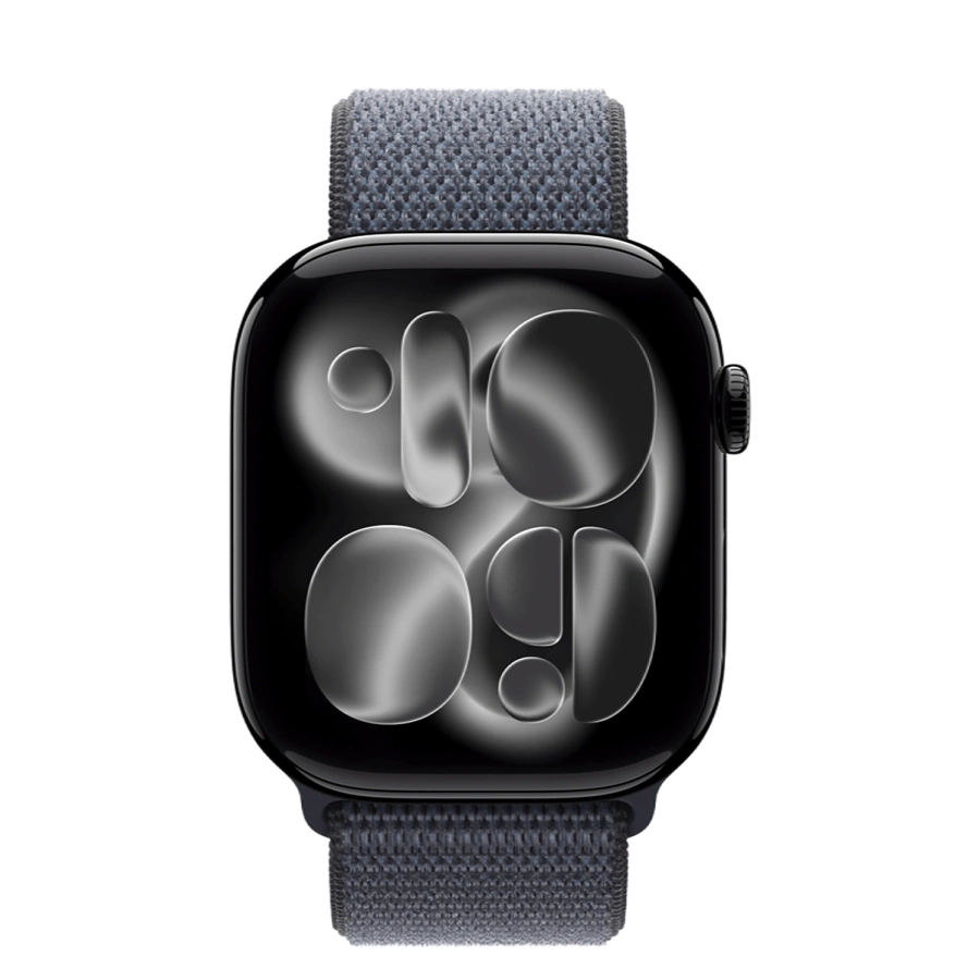 Apple Watch Series 11 GPS 46mm Jet Black Aluminum Case with Anchor Blue Sport Loop (MEW84+MFFH4)
