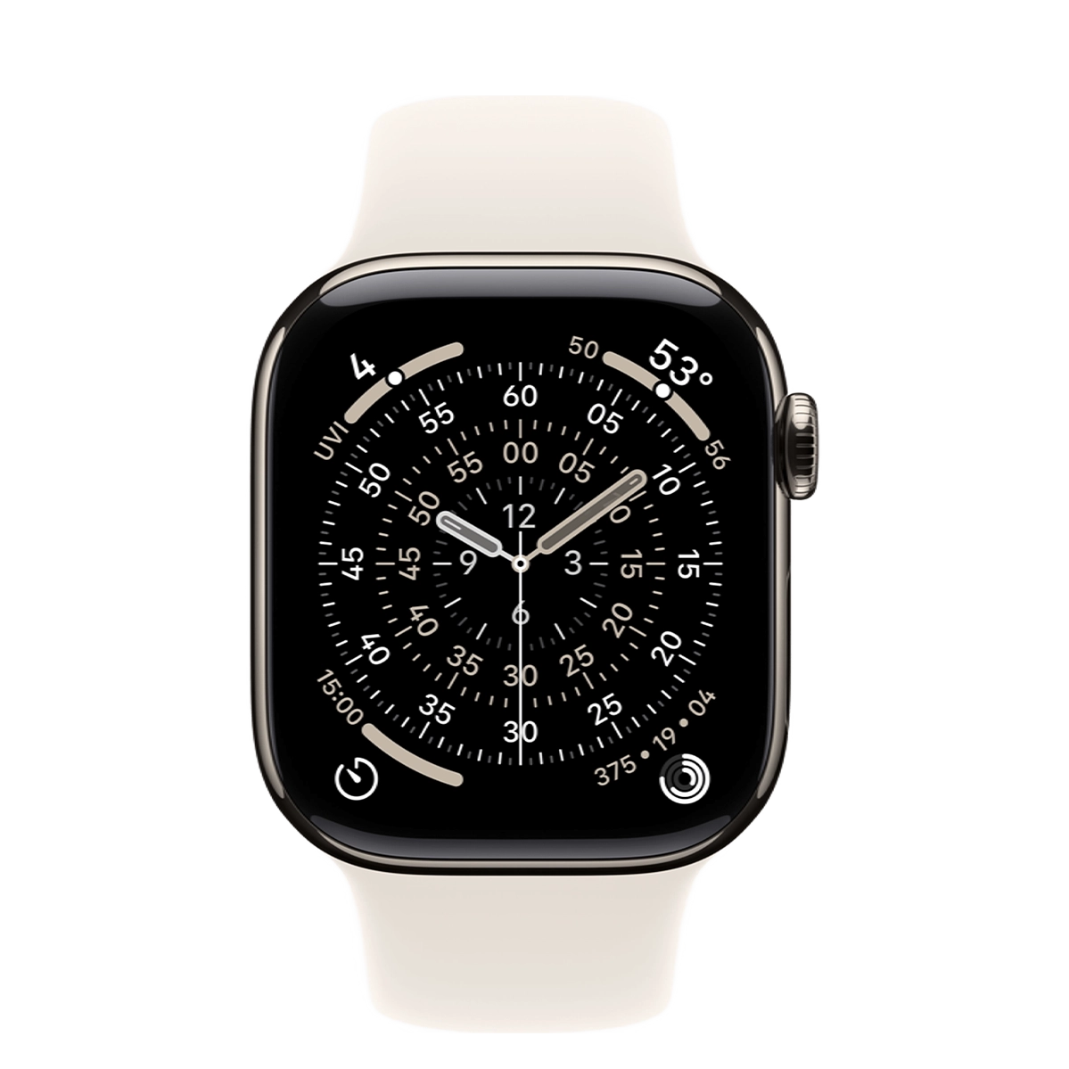 Apple Watch Series 11 GPS + Cellular 42mm Natural Titanium Case with Starlight Sport Band - S/M (MF9H4+MXLL3)