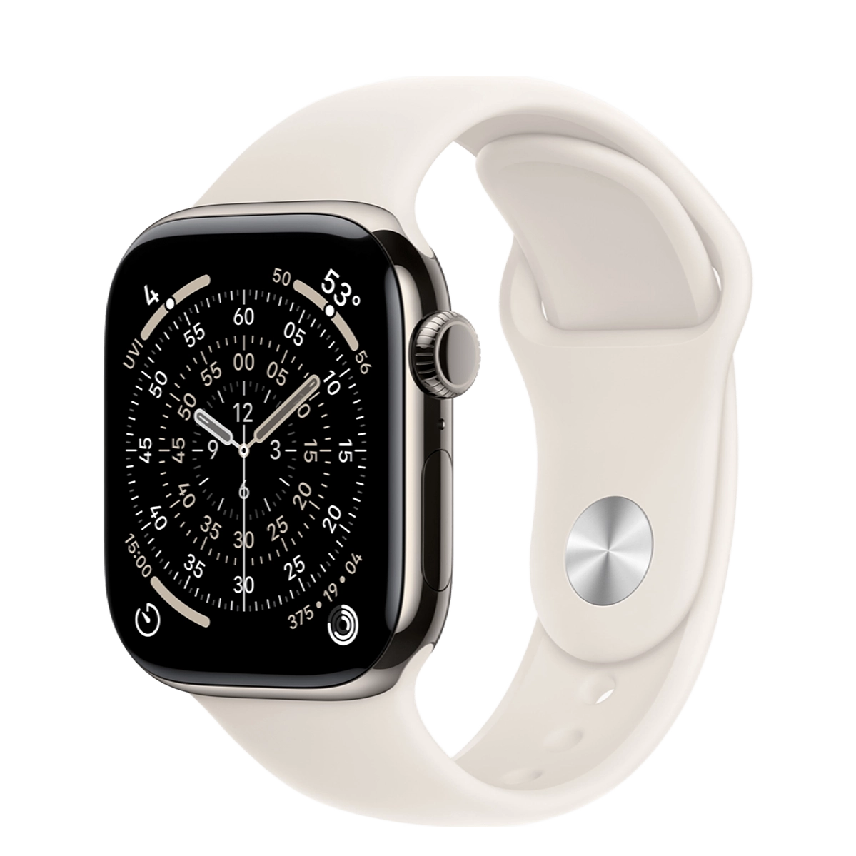 Apple Watch Series 11 GPS + Cellular 42mm Natural Titanium Case with Starlight Sport Band - S/M (MF9H4+MXLL3)