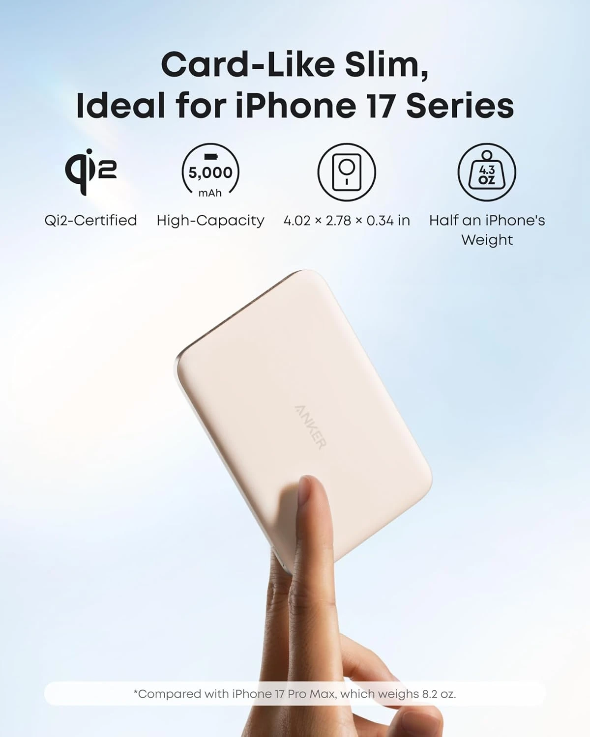 Магнітний павербанк Anker Nano Power Bank [5K, MagGo, Slim, Qi2] - Golden (A1665G)
