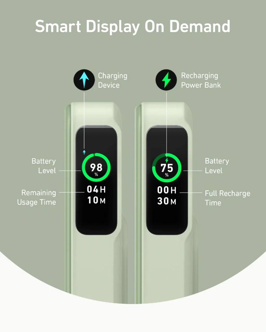 Магнітний павербенк екраном та підставкою Anker MagGo Power Bank 10K 15W Qi2 - Green [Buds Green] (A1654061)