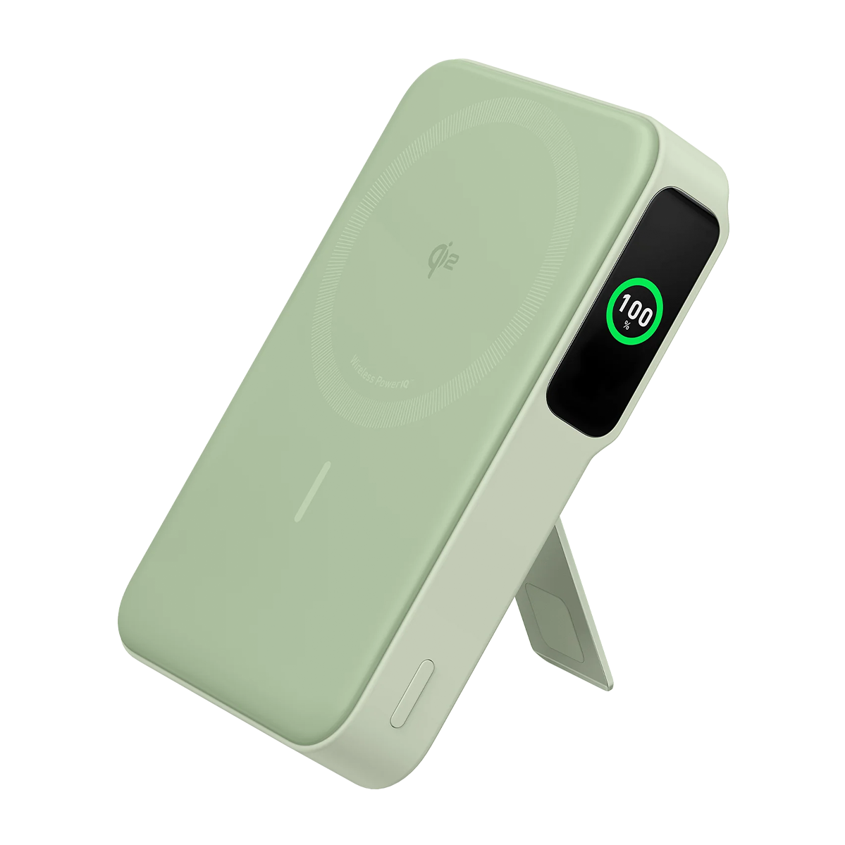 Магнитный павербенк экраном и подставкой Anker MagGo Power Bank 10K 15W Qi2 - Green [Buds Green] (A1654061)
