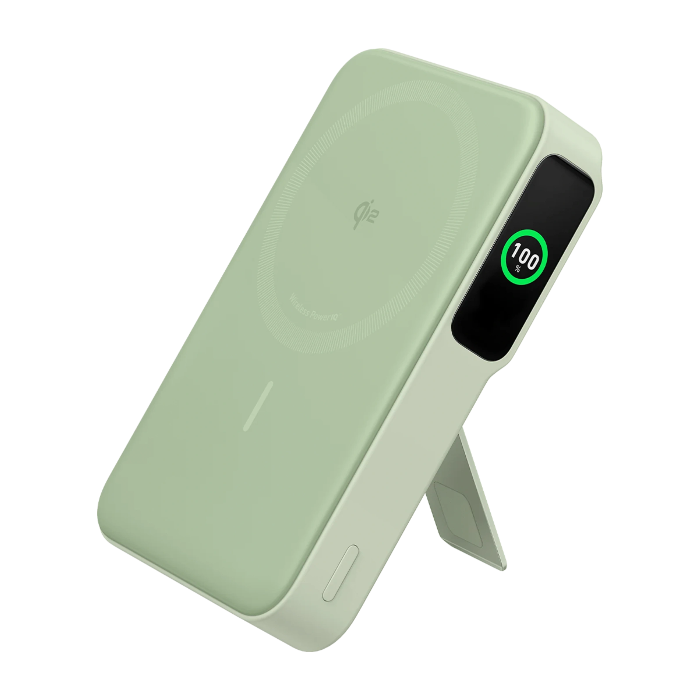 Магнитный павербенк экраном и подставкой Anker MagGo Power Bank 10K 15W Qi2 - Green [Buds Green] (A1654061)