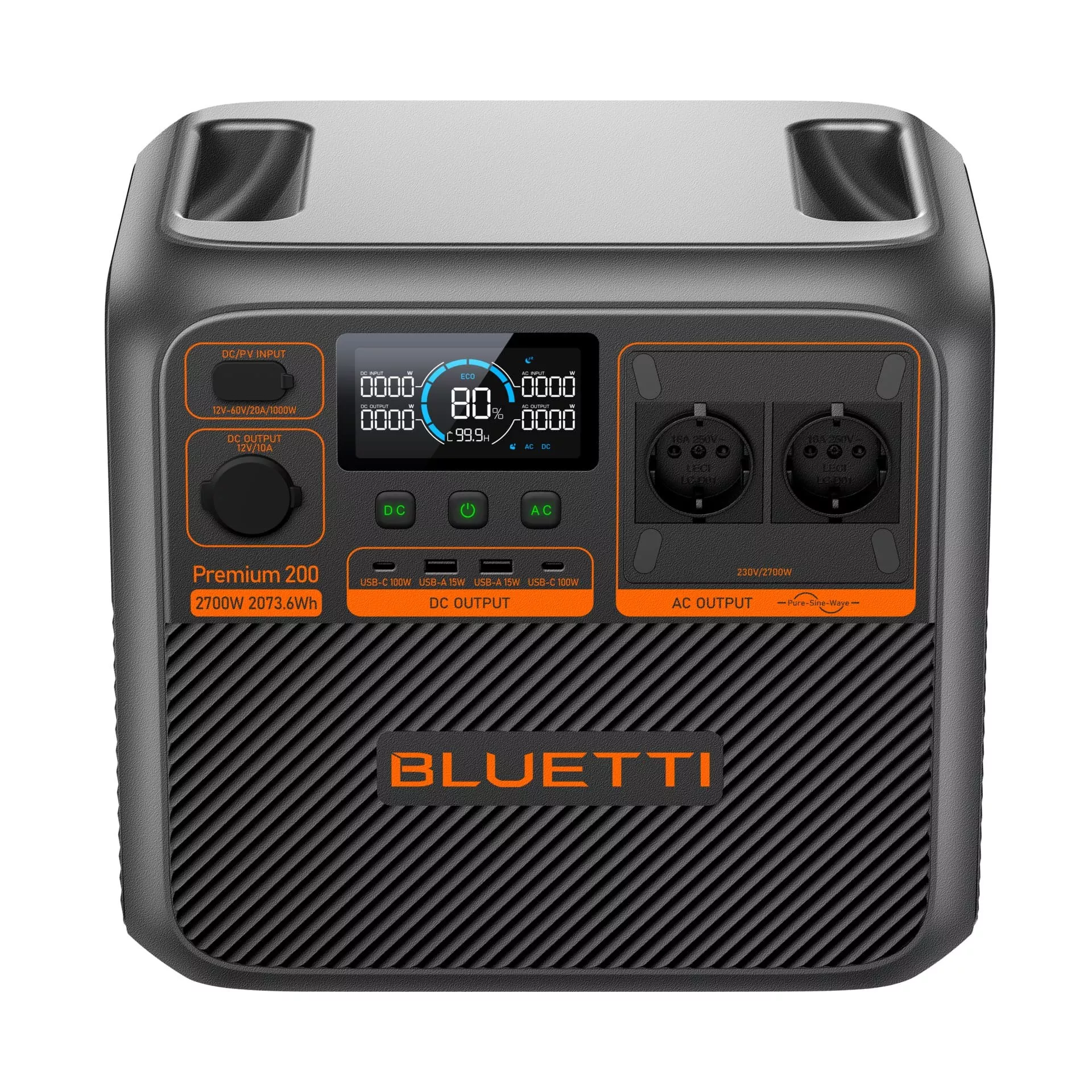 Портативная зарядная станция BLUETTI Premium 200 V2 | 2700W 2073.6Wh (P-PR200V2-EU-GY-BL-010)