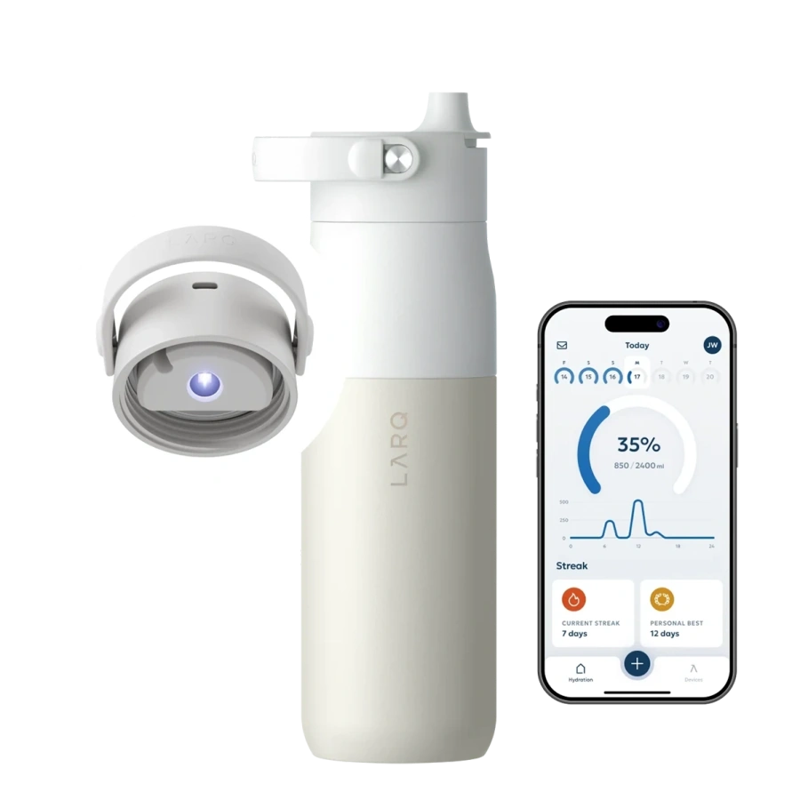 Розумна пляшка для води з функцією очищення LARQ Bottle PureVis 2 - 23 oz/680ml with Essential Bottle Filter - Granite White
