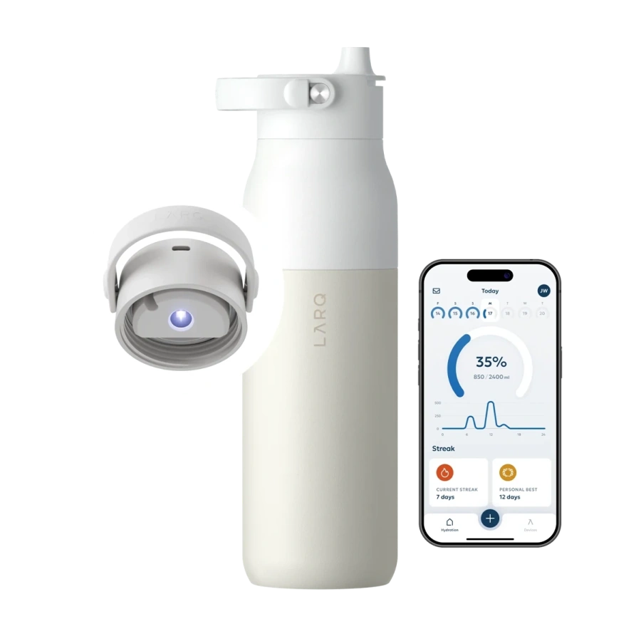 Розумна пляшка для води з функцією очищення LARQ Bottle PureVis 2 - 34 oz/1000ml with Essential Bottle Filter - Granite White