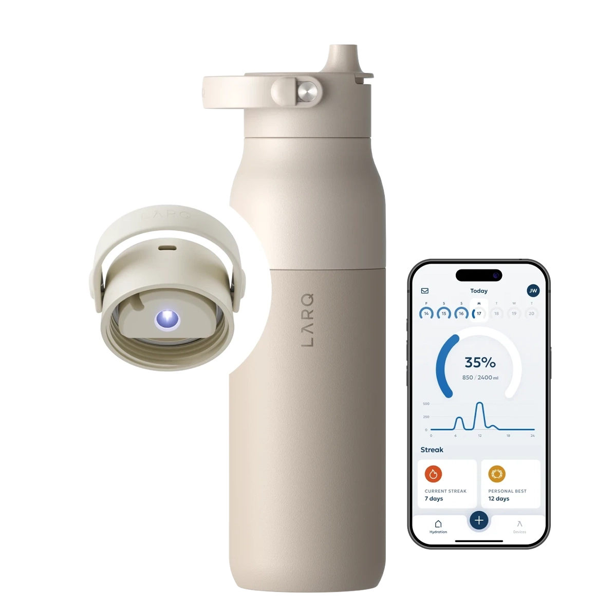 Розумна пляшка для води з функцією очищення LARQ Bottle PureVis 2 - 34 oz/1000ml with Essential Bottle Filter - Mojave Dune