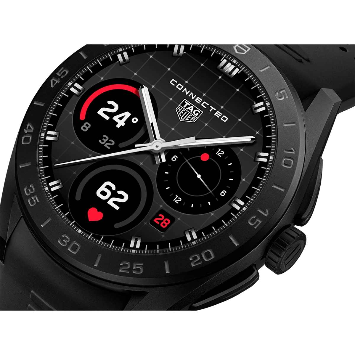 Смарт-часы TAG Heuer Connected Calibre E5 - 45 mm Black DLC Grade 2 Titanium Case with Black Rubber Strap (SBT8A80.BT6293)