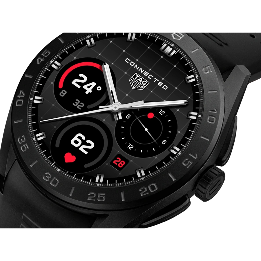 Смарт-годинник TAG Heuer Connected Calibre E5 - 45 mm Black DLC Grade 2 Titanium Case with Black Rubber Strap (SBT8A80.BT6293)