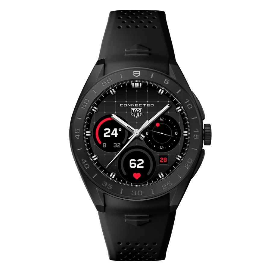 Смарт-годинник TAG Heuer Connected Calibre E5 - 45 mm Black DLC Grade 2 Titanium Case with Black Rubber Strap (SBT8A80.BT6293)