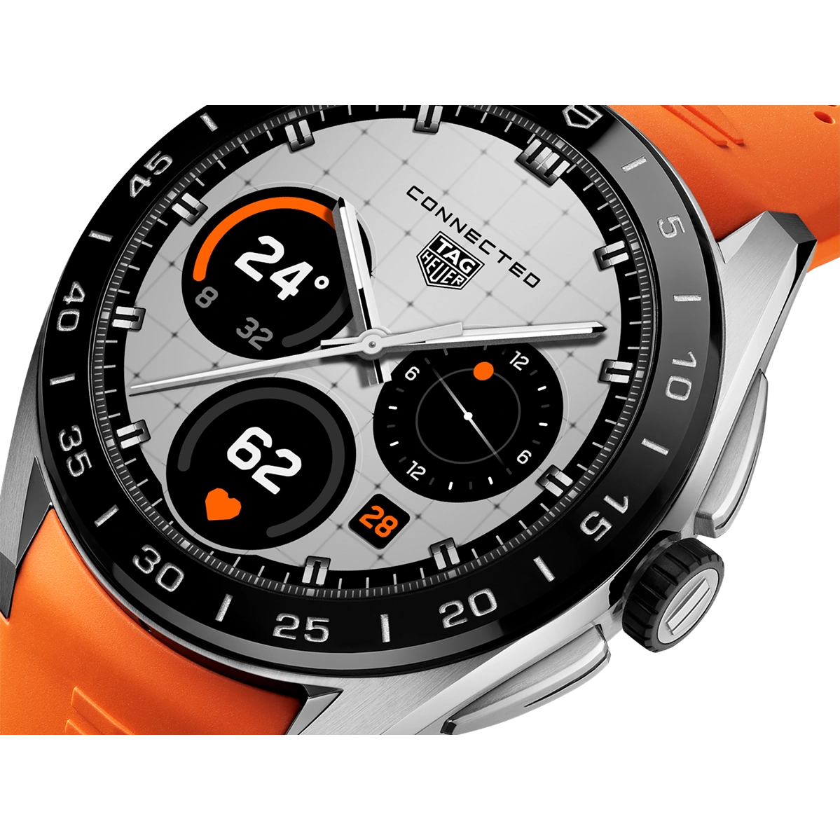 Смарт-часы TAG Heuer Connected Calibre E5 - 40 mm Steel Case with Orange Rubber Strap (SBT8010.BT0020)