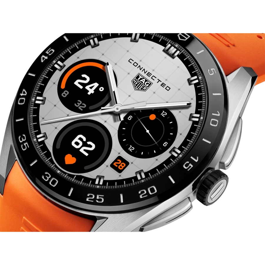 Смарт-годинник TAG Heuer Connected Calibre E5 - 45 mm Steel Case with Orange Rubber Strap (SBT8A10.BT6366)