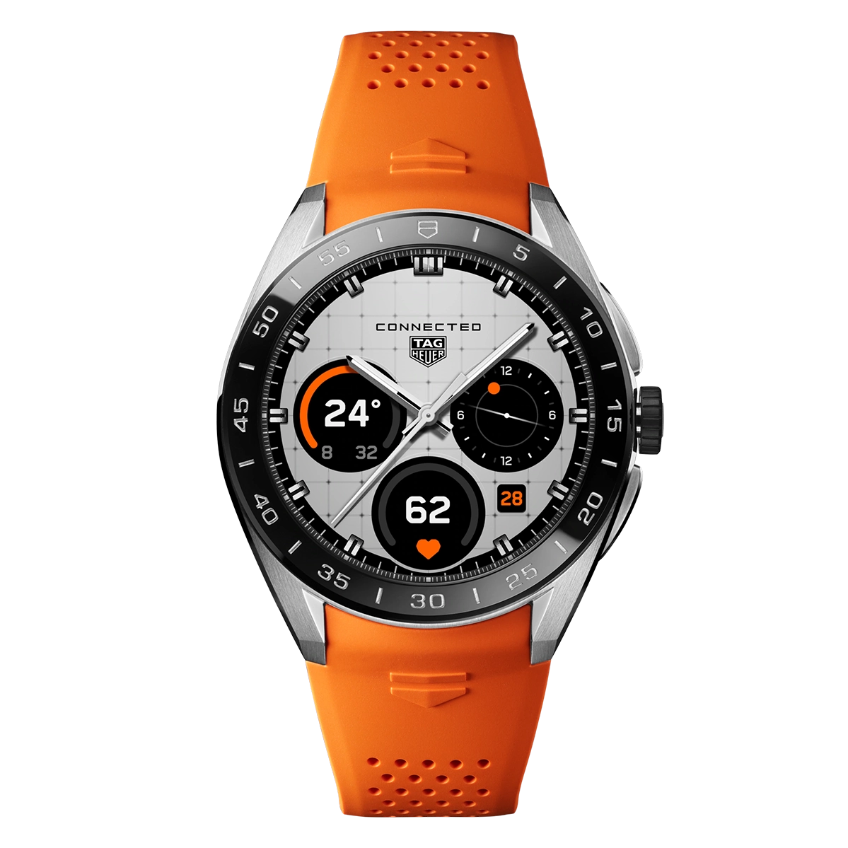 Смарт-часы TAG Heuer Connected Calibre E5 - 40 mm Steel Case with Orange Rubber Strap (SBT8010.BT0020)