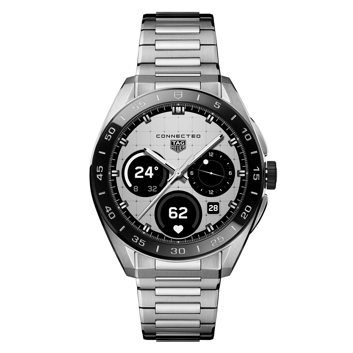 Смарт-часы TAG Heuer Connected Calibre E5 - 45 mm Steel Case with Silver Steel Bracelet (SBT8A10.BA0003)