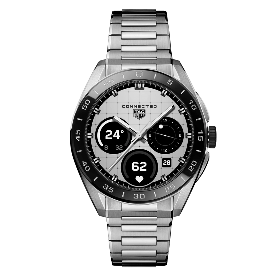 Смарт-годинник TAG Heuer Connected Calibre E5 - 45 mm Steel Case with Silver Steel Bracelet (SBT8A10.BA0003)