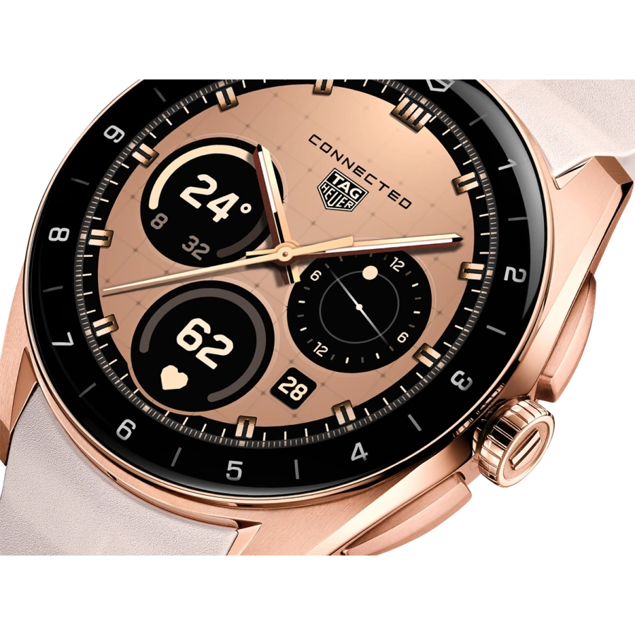 Смарт-годинник TAG Heuer Connected Calibre E5 Golden Bright Edition - 40 mm Rose Golden PVD Steel Case with Pink Rubber Strap (SBT8011.BT0036)