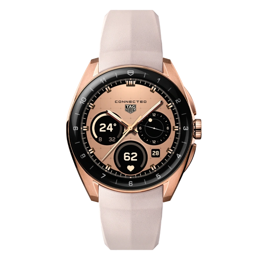 Смарт-годинник TAG Heuer Connected Calibre E5 Golden Bright Edition - 40 mm Rose Golden PVD Steel Case with Pink Rubber Strap (SBT8011.BT0036)
