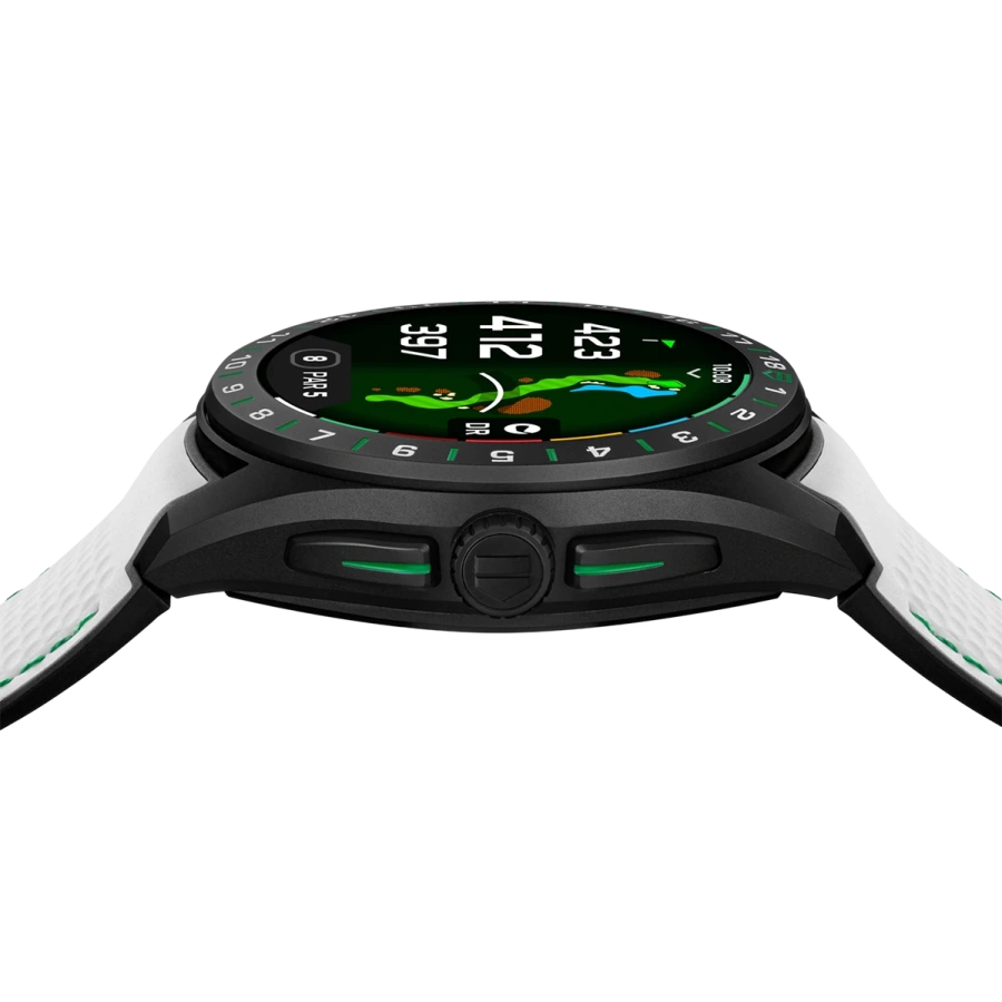 Смарт-годинник TAG Heuer Connected Calibre E5 Golf Edition - 45 mm Black DLC Grade 2 Titanium Case with White & Black Rubber Strap (SBT8A81.EB0335)