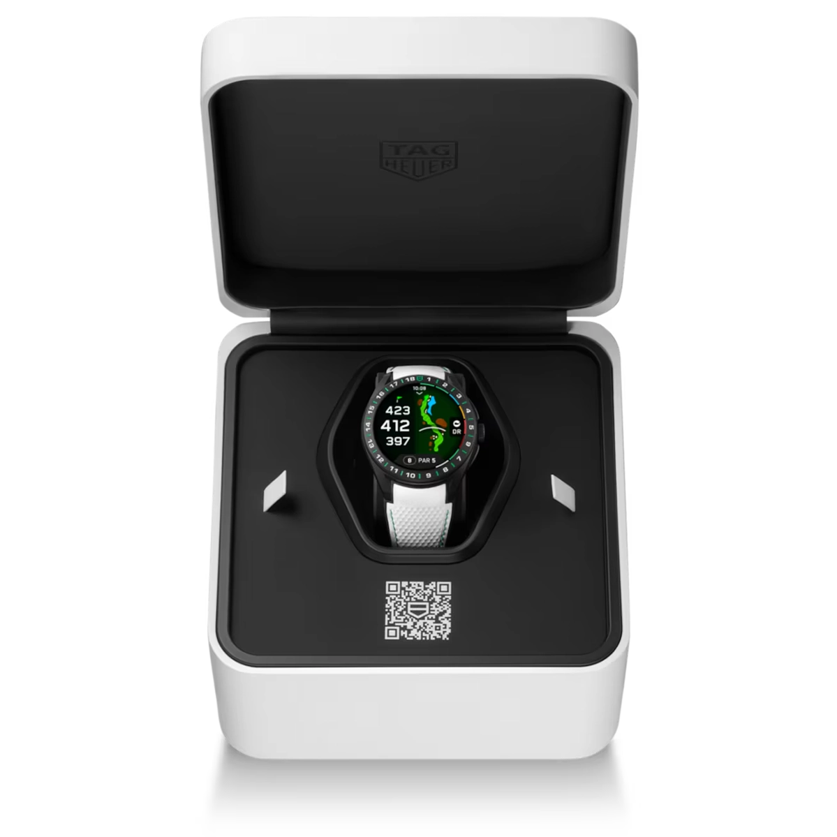 Смарт-часы TAG Heuer Connected Calibre E5 Golf Edition - 45 mm Black DLC Grade 2 Titanium Case with White & Black Rubber Strap (SBT8A81.EB0335)