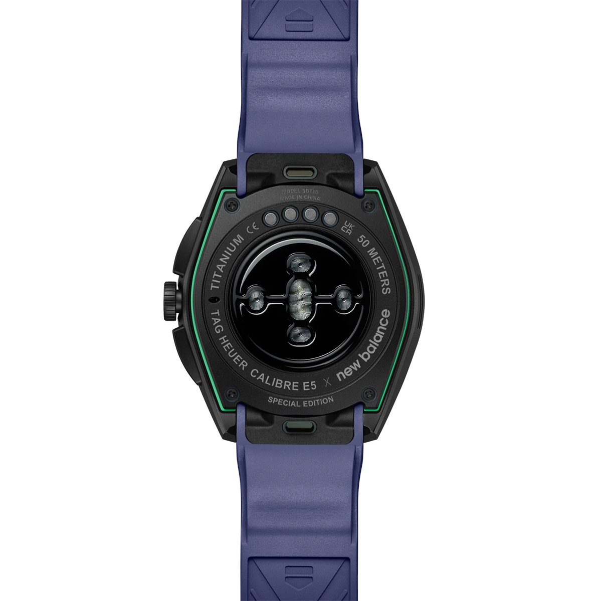 Смарт-годинник TAG Heuer Connected Calibre E5 New Balance Edition - 40 mm Black DLC Grade 2 Titanium Case with Multicolor Rubber Strap (SBT8082.EB0394)