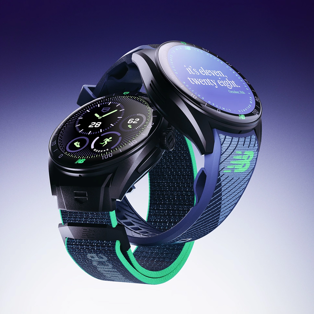 Смарт-годинник TAG Heuer Connected Calibre E5 New Balance Edition - 40 mm Black DLC Grade 2 Titanium Case with Multicolor Rubber Strap (SBT8082.EB0394)