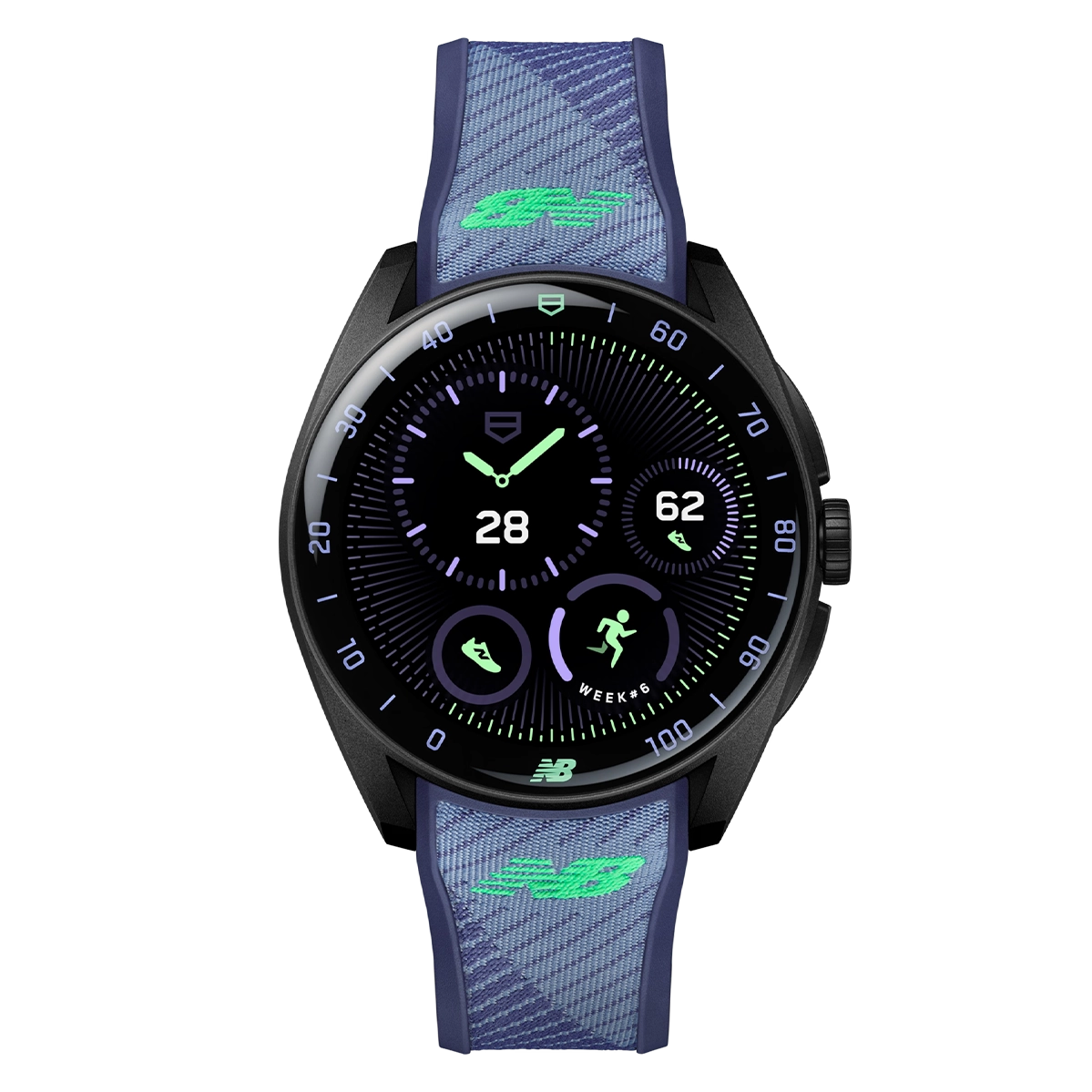 Смарт-годинник TAG Heuer Connected Calibre E5 New Balance Edition - 40 mm Black DLC Grade 2 Titanium Case with Multicolor Rubber Strap (SBT8082.EB0394)