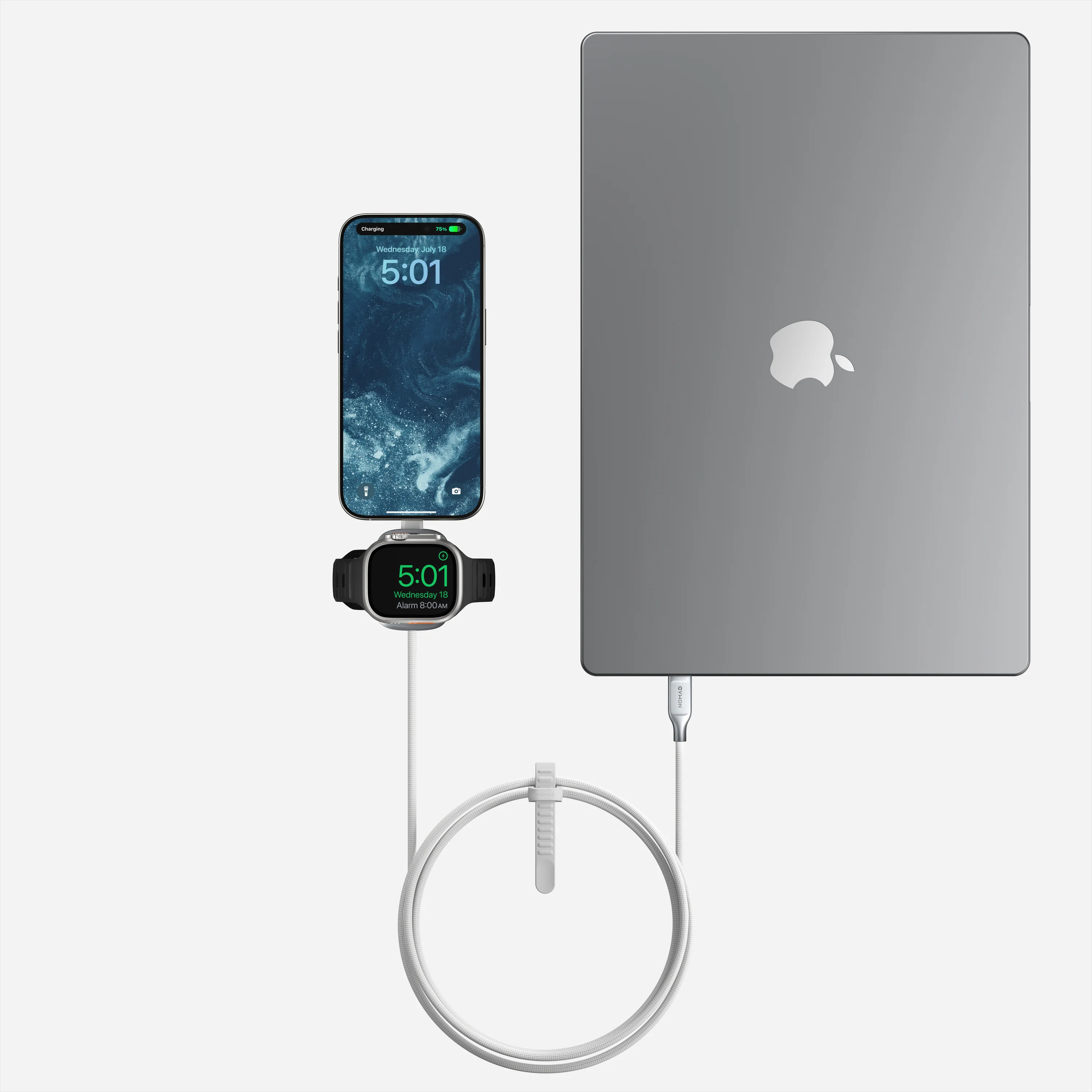 Універсальний кабель Nomad USB-C Kevlar Universal Cable for Apple Watch [1.5 m] - White (NM014667858)