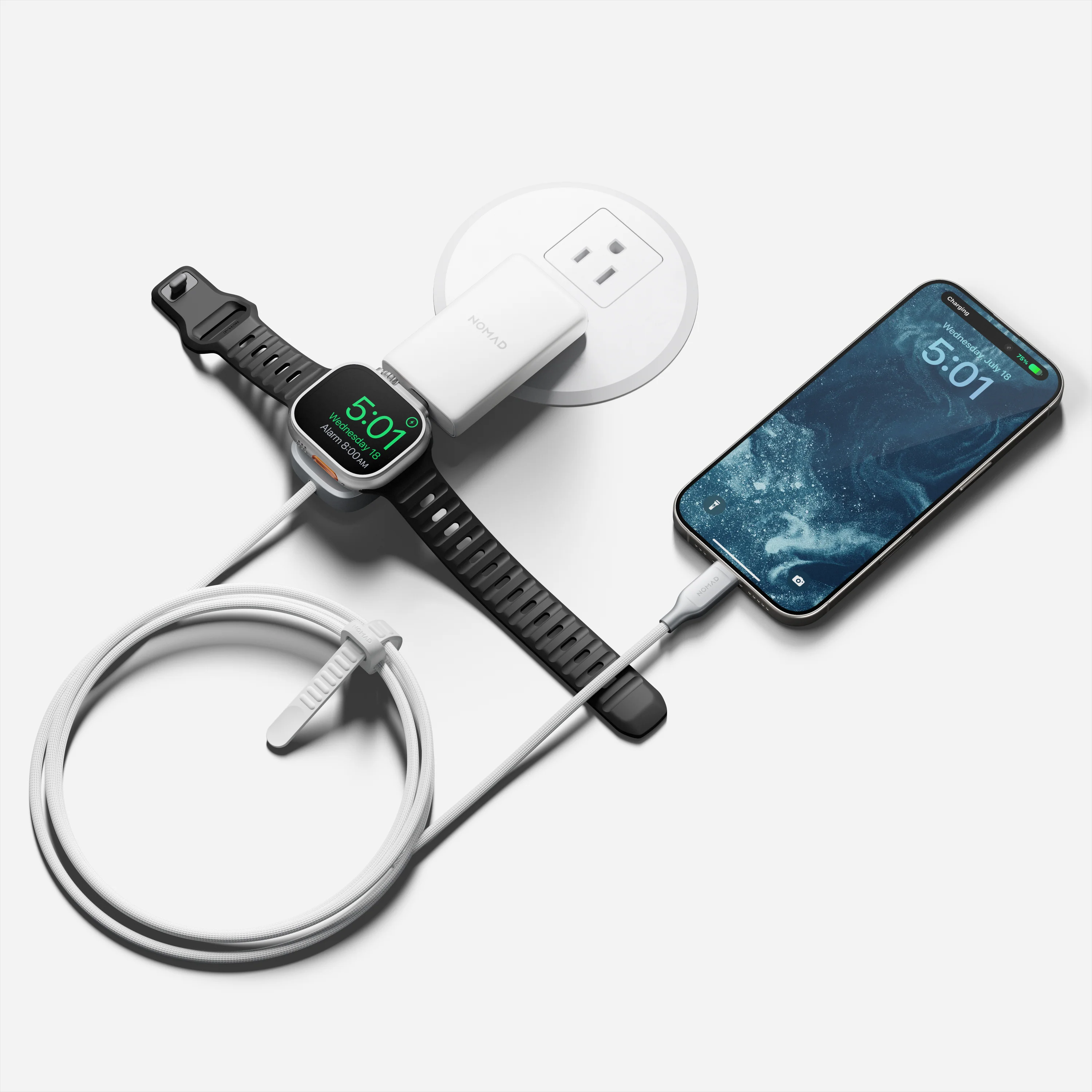 Універсальний кабель Nomad USB-C Kevlar Universal Cable for Apple Watch [1.5 m] - White (NM014667858)