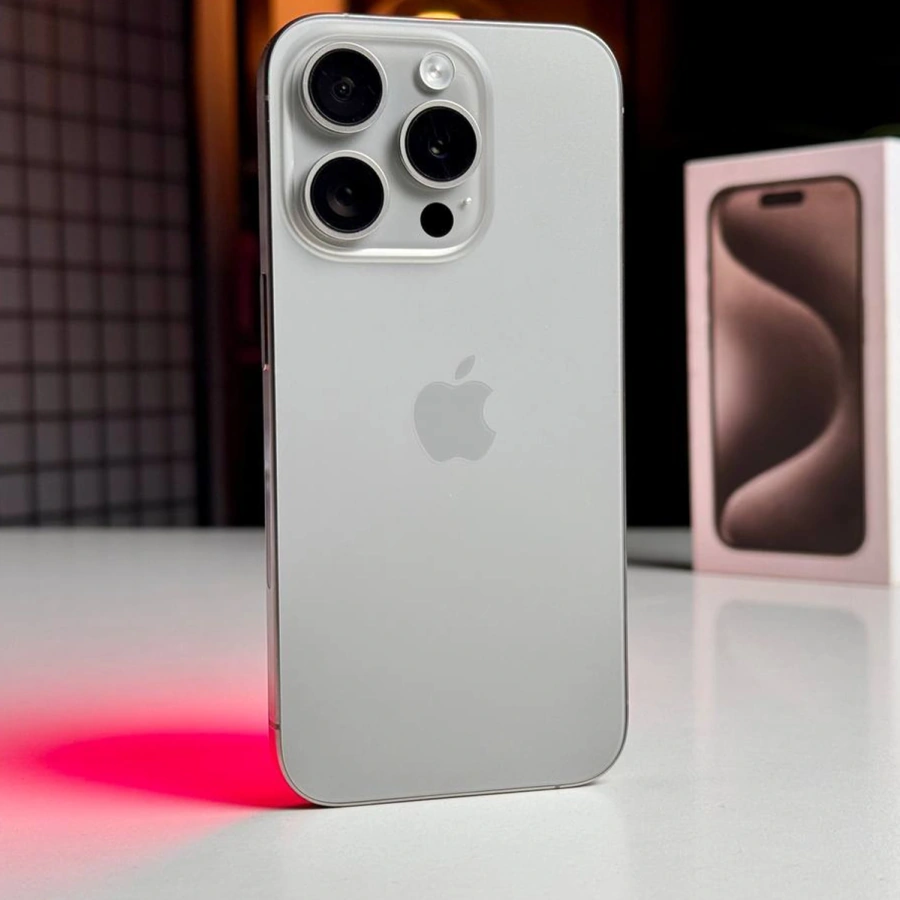 Б/У Apple iPhone 15 Pro 256GB Natural Titanium eSim (MTQU3) - Состояние: хорошее (мелкие царапины на экране) | Аккумулятор: 89% | Комплектация: полный | Гарантия: 3 мес.