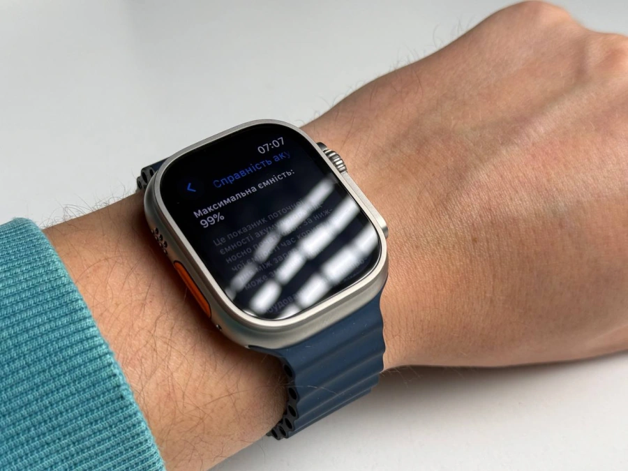 Б/У Apple Watch Ultra 2 GPS + Cellular 49mm Titanium Case with Blue Ocean Band (MREG3) - Состояние: хорошее | Аккумулятор: 99% | Комплектация: полный | Гарантия: 3 мес.
