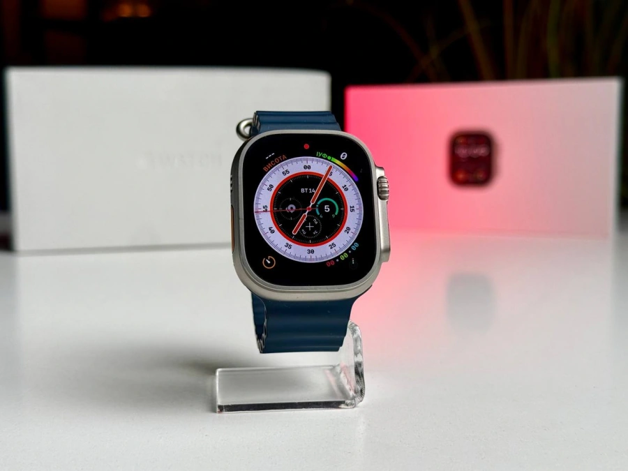 Б/У Apple Watch Ultra 2 GPS + Cellular 49mm Titanium Case with Blue Ocean Band (MREG3) - Состояние: хорошее | Аккумулятор: 99% | Комплектация: полный | Гарантия: 3 мес.