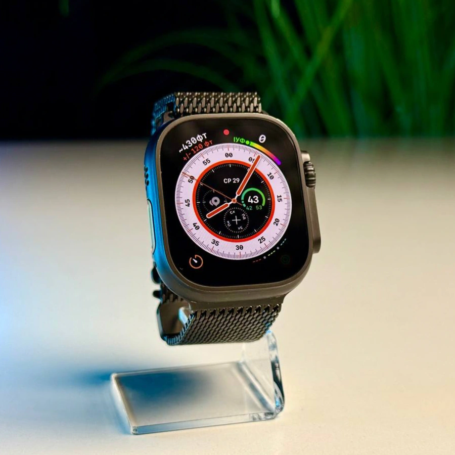 Б/У Apple Watch Ultra 2 2024 GPS + Cellular 49mm Black Titanium Case with Black Titanium Milanese Loop - Large (MX5V3) - Состояние: хороший | Аккумулятор: 100% | Комплектация: полный, без коробки | Гарантія: 3 мес.