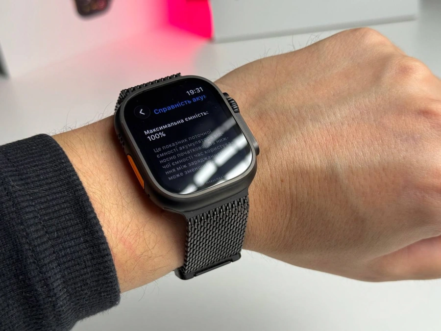 Б/У Apple Watch Ultra 2 2024 GPS + Cellular 49mm Black Titanium Case with Black Titanium Milanese Loop - Medium (MX5U3) - Состояние: хороший | Аккумулятор: 100% | Комплектация: полный | Гарантія: 3 мес.