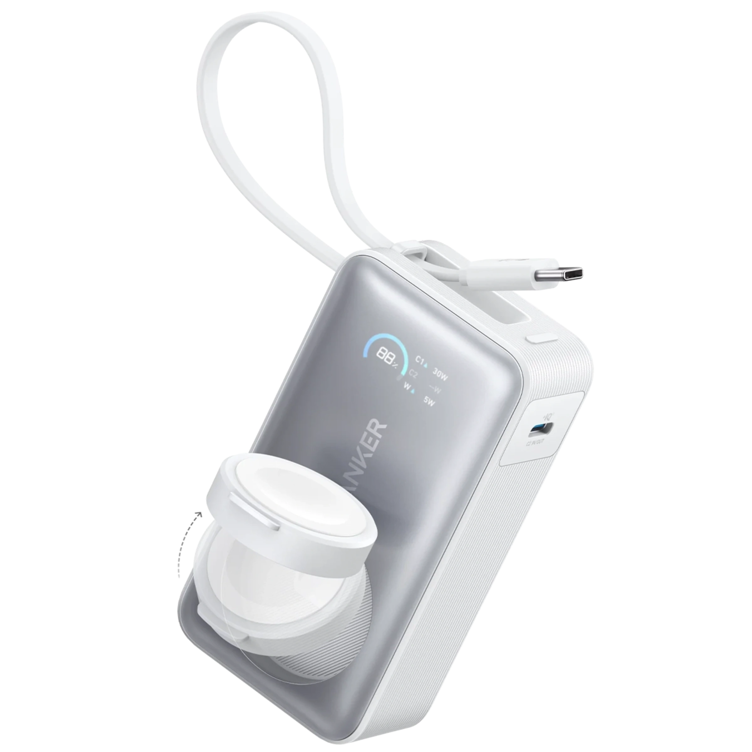 Зовнішній акумулятор [павербанк] Anker MagGo Power Bank 10000mAh 35W Power Bank for Apple Watch - Aurora White (A1657W)