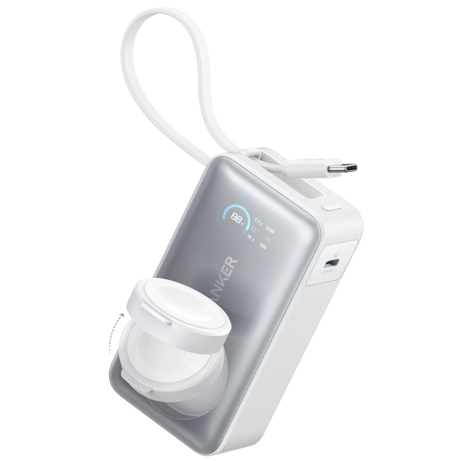 Зовнішній акумулятор [павербанк] Anker MagGo Power Bank 10000mAh 35W Power Bank for Apple Watch - Aurora White (A1657W)