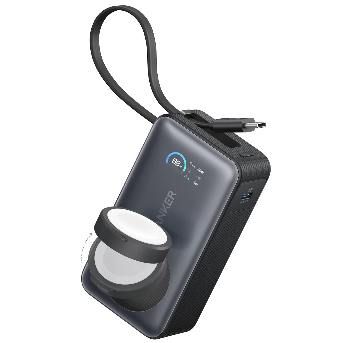 Зовнішній акумулятор [павербанк] Anker MagGo Power Bank 10000mAh 35W Power Bank for Apple Watch - Black Stone (A1657011)